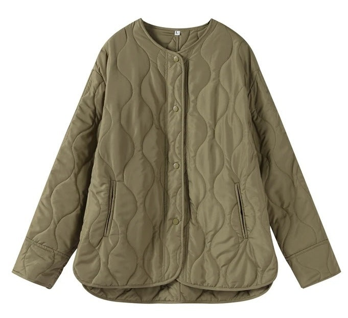 VELLENE™ Quilted Round Neck Jacket – Casual Loose Fit
