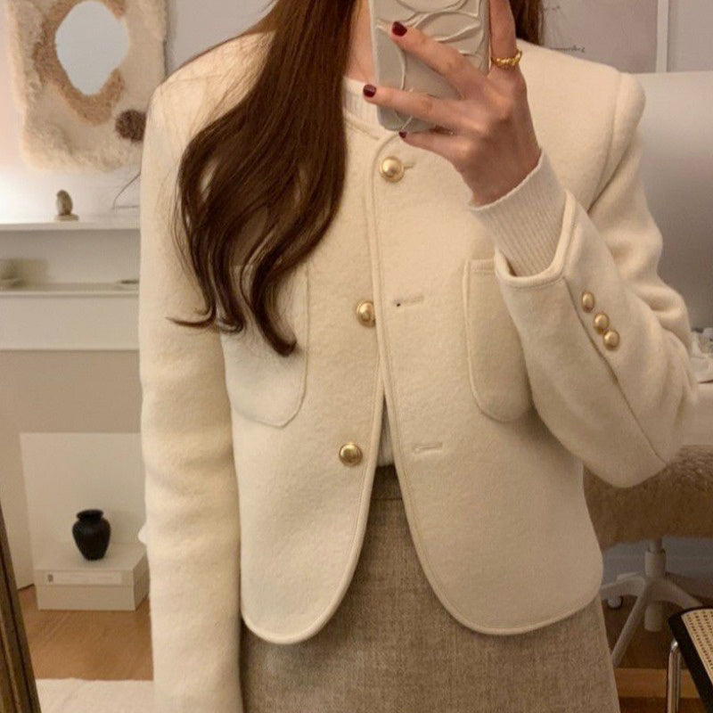 Casaco VELLENE™ – Manga Longa e Gola Redonda, Estilo Minimalista