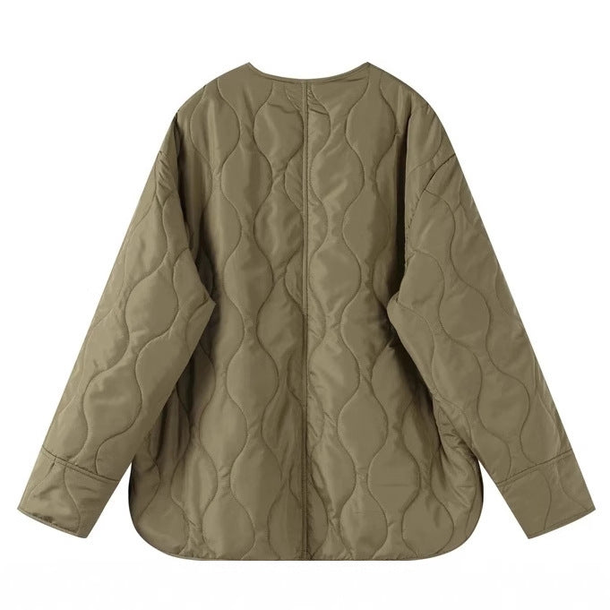 VELLENE™ Quilted Round Neck Jacket – Casual Loose Fit